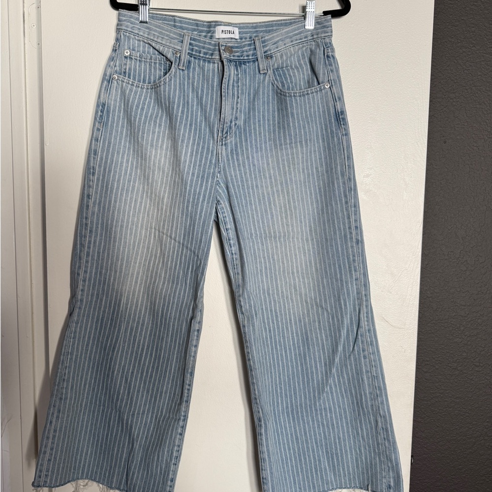 Pistola Blue Flare Wide Leg Jeans